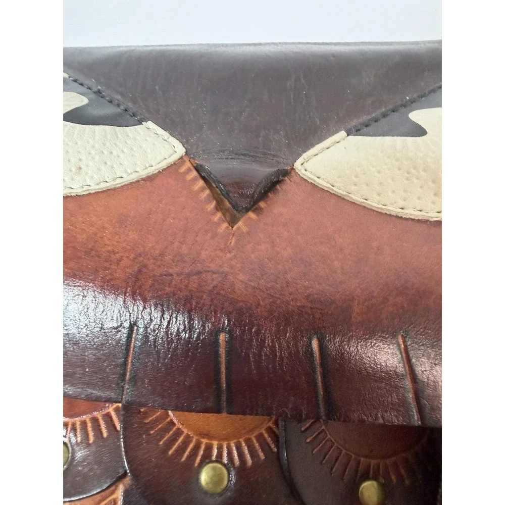 Handmade Hand Tooled Leather Owl Purse Crossbody And Wristlet Vintage‎